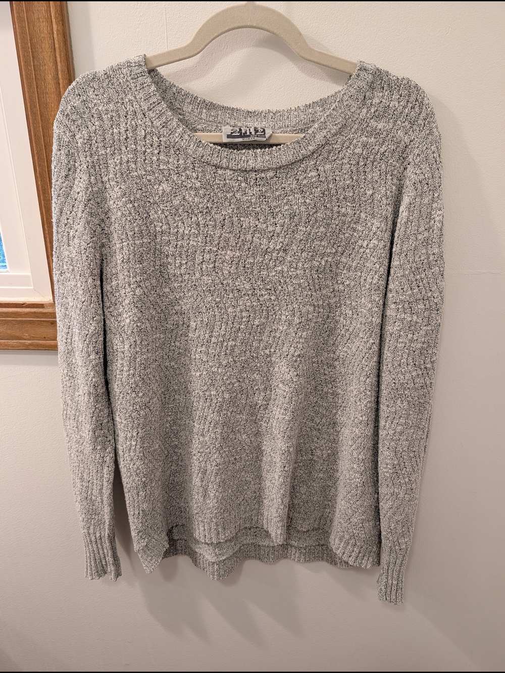 Cozy Light Gray Knit Sweater - Women's Crewneck